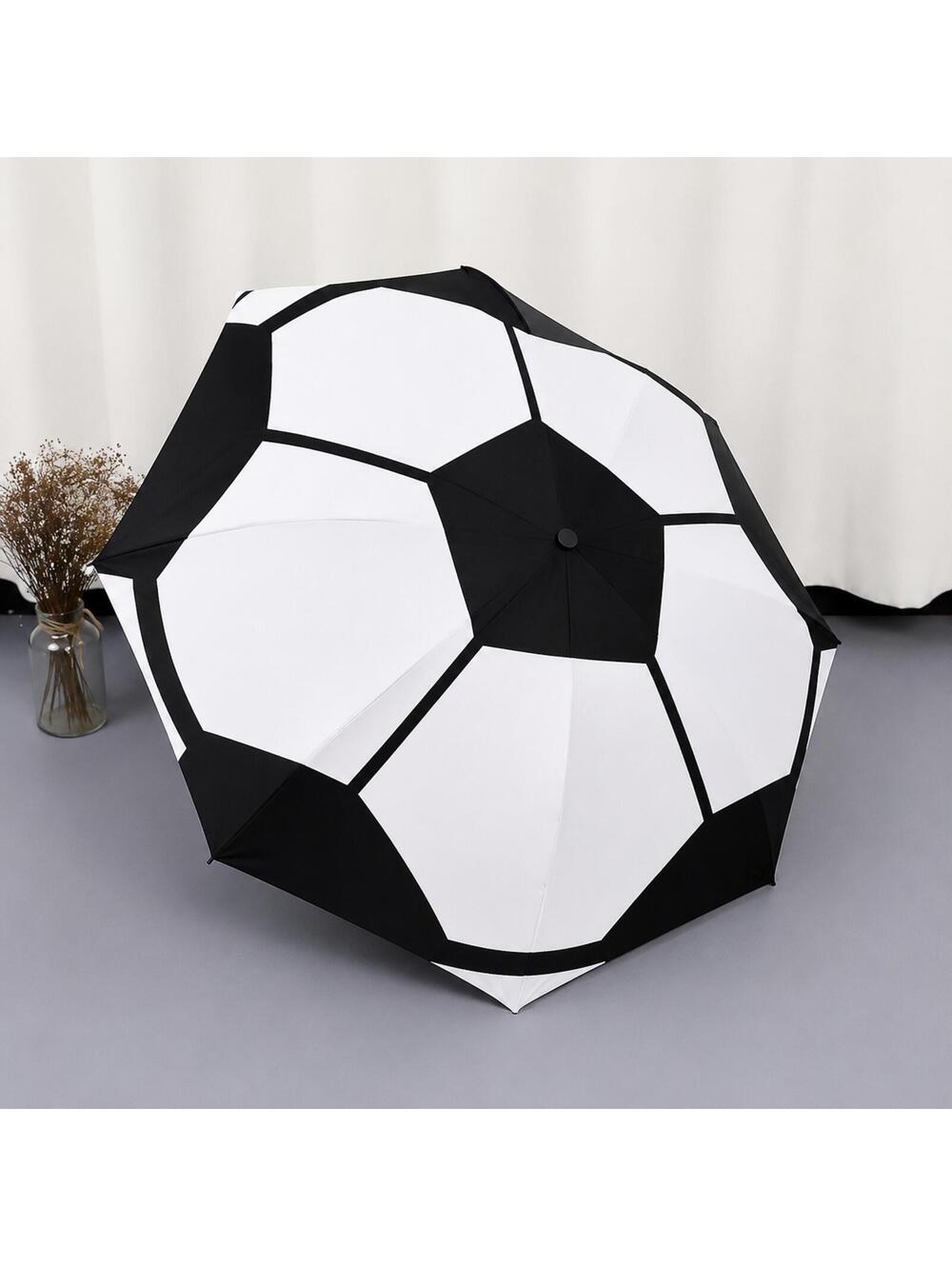 Soccer Ball Folding Umbrella: Auto Open Close Windproof Travel Sports Fan Gift